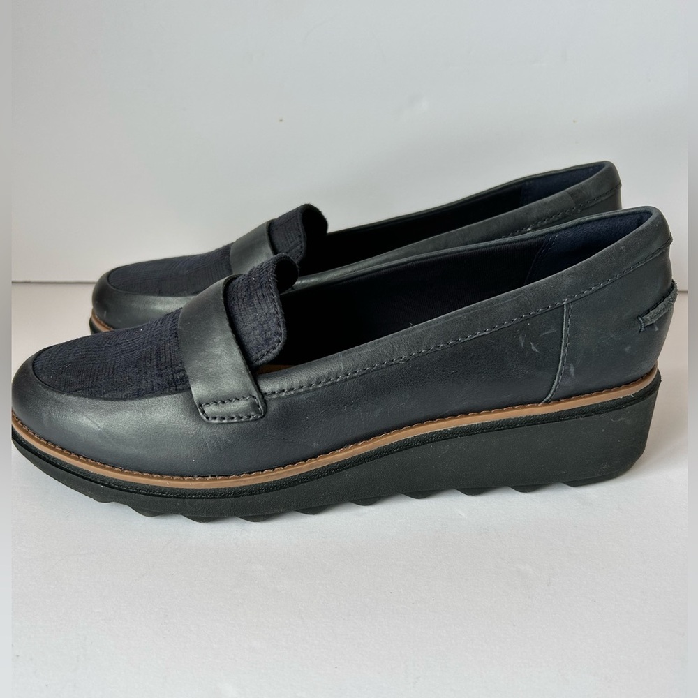 Clarks Collection Shoes Womens 9.5 M Sharon Gracie Loafers Blue Leather
